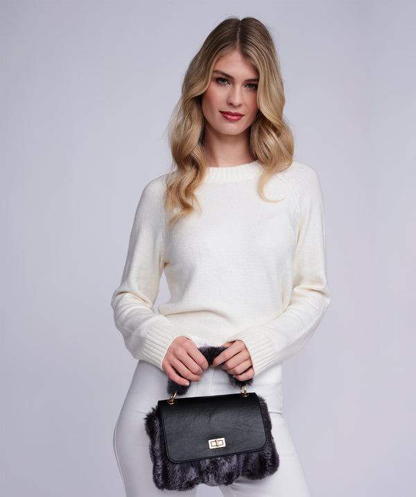 Black/Silver Grey Ombre Faux Fur Bag