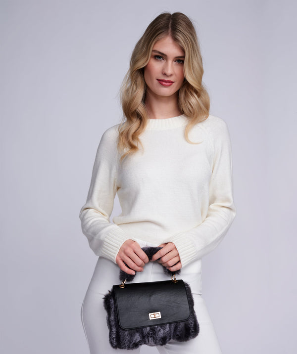 Keeva - Black Ombre Plush Faux Fur Crossbody Bag