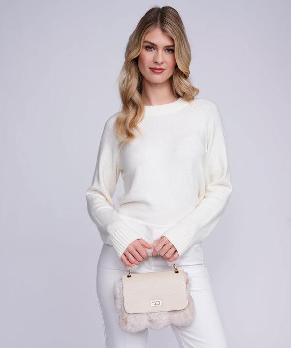 Keeva - Cream Ombre Faux Fur Crossbody Bag