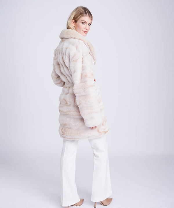 Cream/Light Beige Ombre Eco Faux Fur Coat