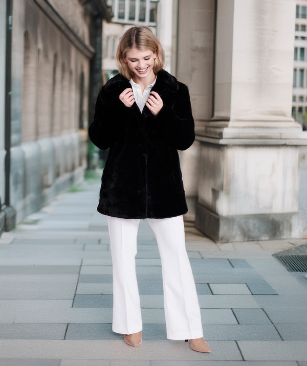 Kennedy - Black 3/4 Length Faux Fur Coat