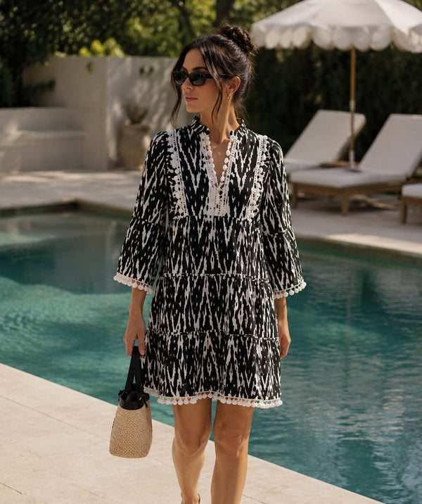 Kova - Vestido de verão preto branco