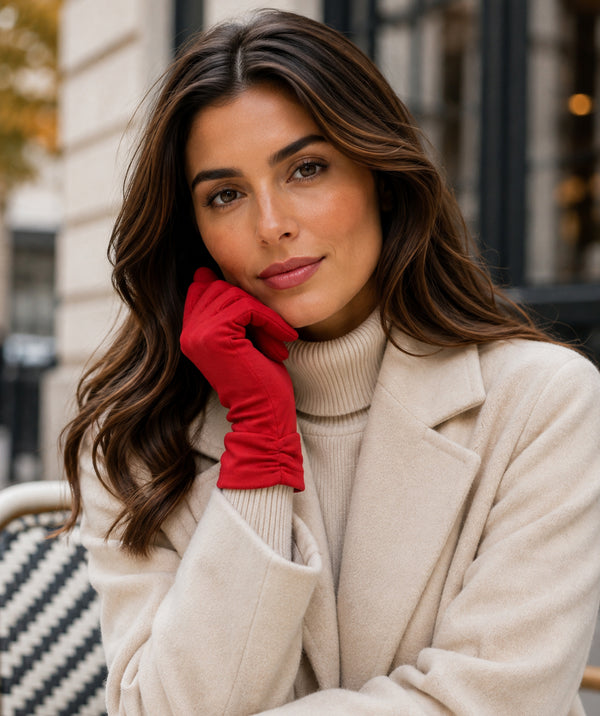 Laura - Guanti classici in pelle scamosciata sintetica