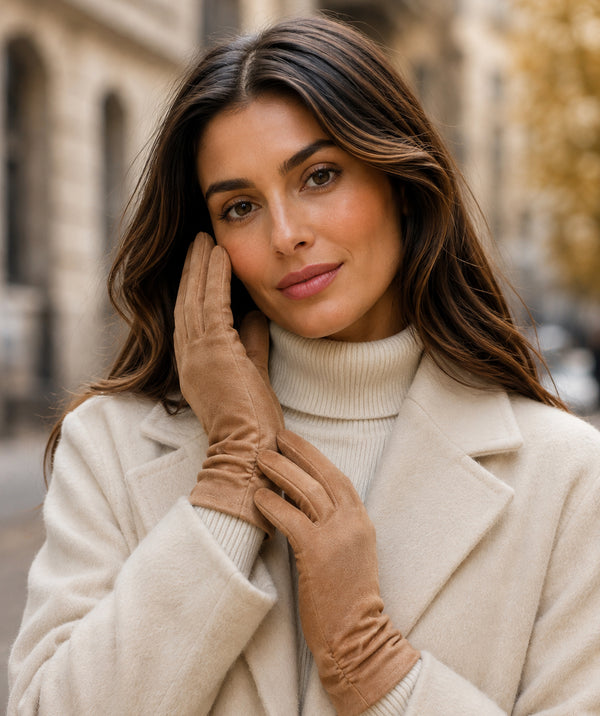 Laura - Guanti classici in pelle scamosciata sintetica
