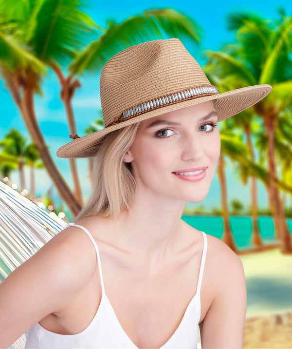 Lexis - Tan Straw wide randzon hoed