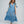Lima - Blue Rainbow Striped Maxi Dress with Pom Pom Trimming