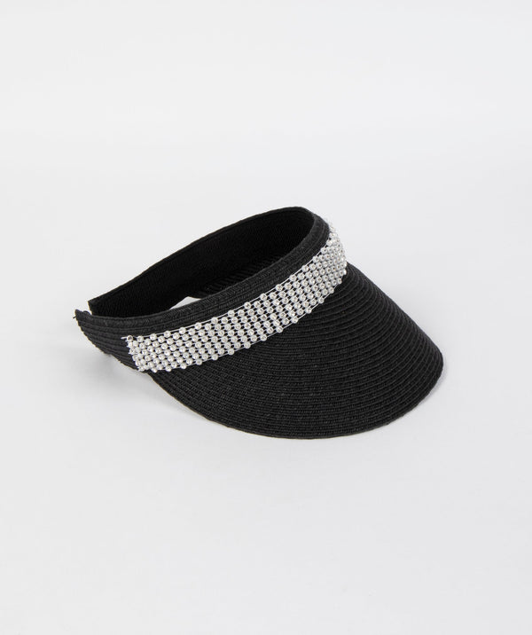 Lorena - Black Visor with Diamante Embellished Band
