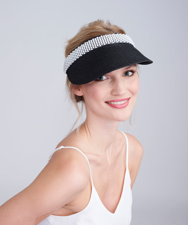 Lorena - Black Visor with Diamante Embellished Band