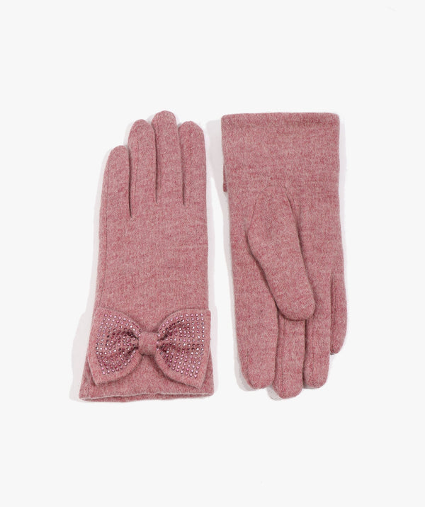 Maddie - Blush Pink Rhinestone Embellished Gloves