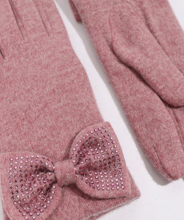 Maddie - Blush Pink Rhinestone Embellished Gloves