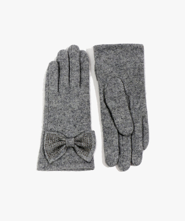 Maddie - Silver Grey Rhinestone Embellished Gloves