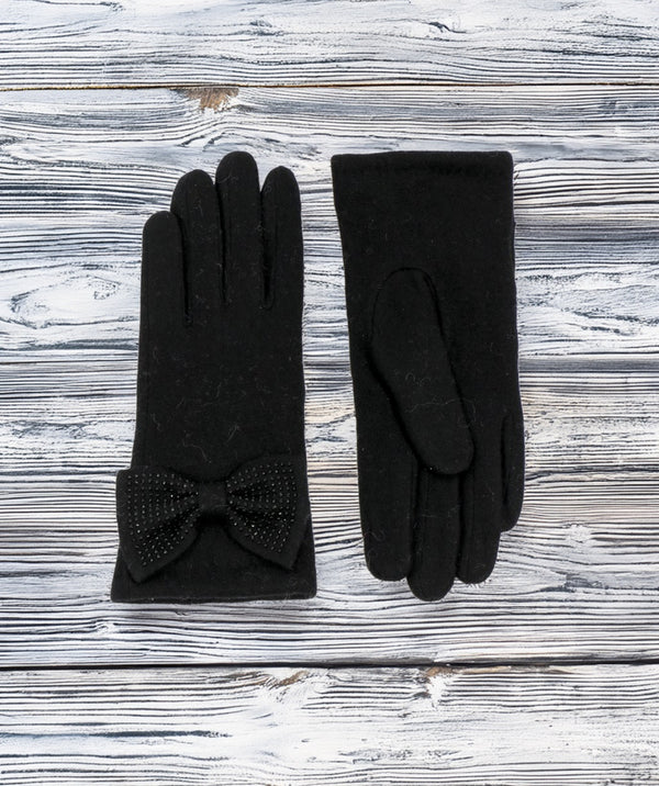 Maddie - Gants embellis en strass noirs