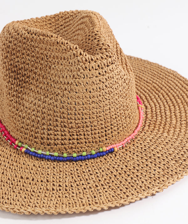 Majorelle - Beaded Woven Straw Fedora