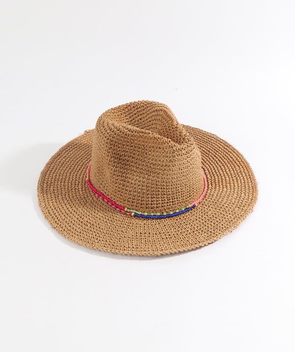 Majorelle - Beaded Woven Straw Fedora