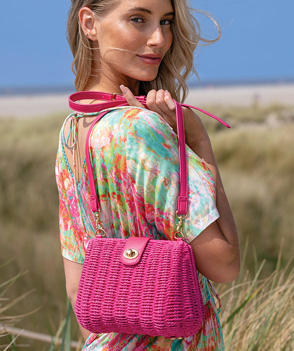 Tia – Hot Pink Woven Crossbody Bag