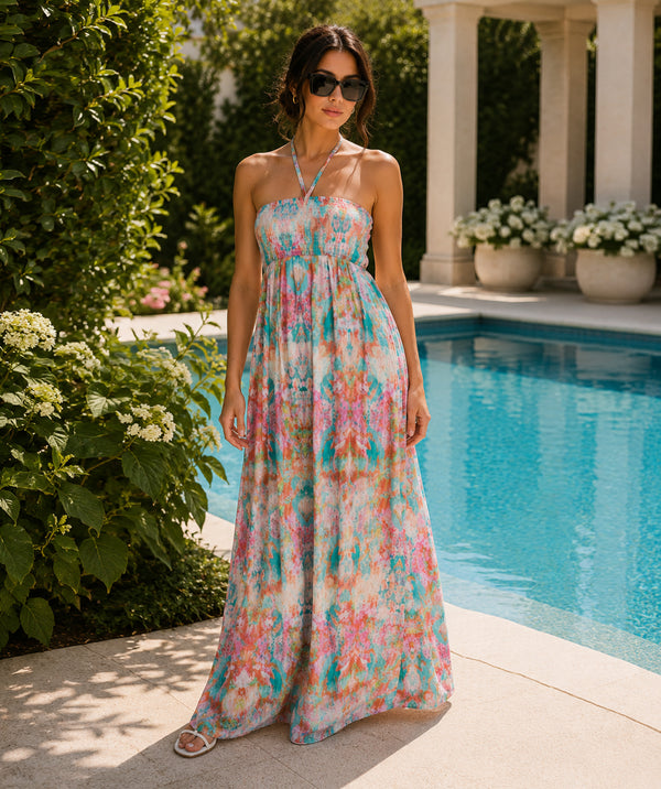 Halterneck Maxi Beach Dress | Strapless Maxi Beach Dress