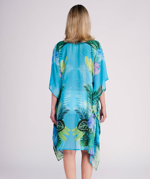 Marbella - Turquoise Tropical Print Summer Kaftan