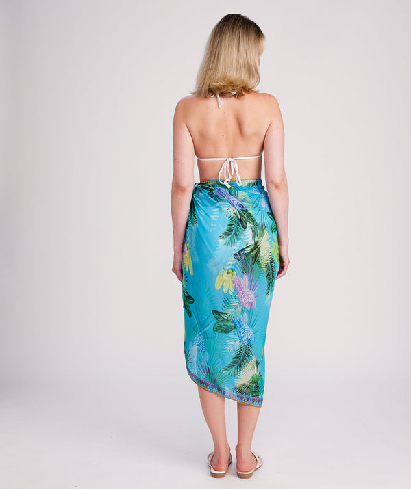 Marbella - Turquoise Tropical Print Sarong