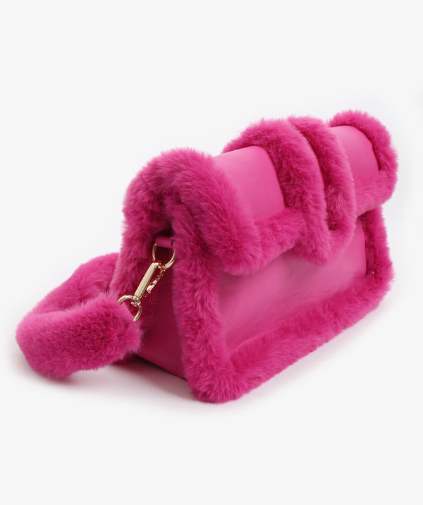 Margot - Borsa a tracolla in pelliccia sintetica rosa