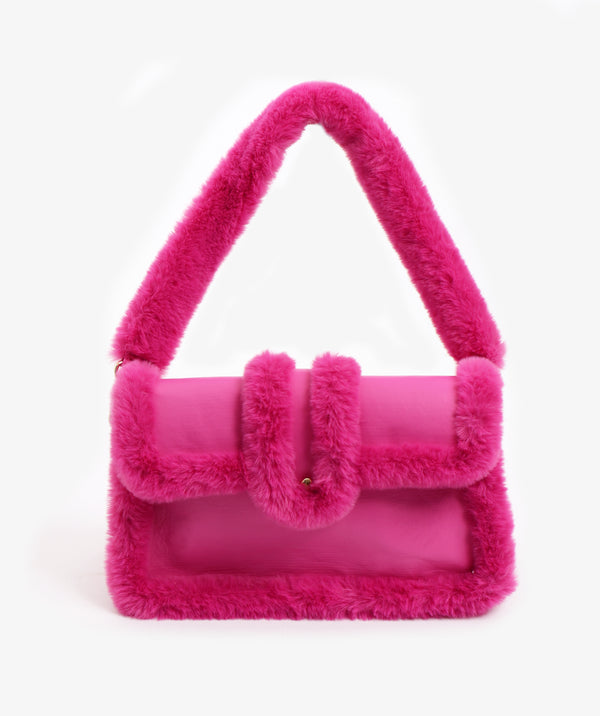 Margot - Borsa a tracolla in pelliccia sintetica rosa