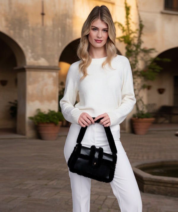 Margot - Black Faux Fur Crossbody Bag