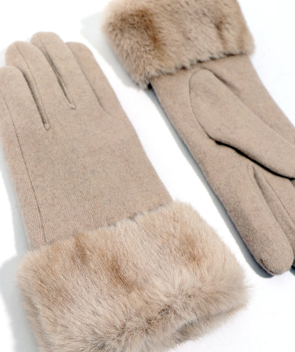 Marilyn - Guantes de lana con puños de piel sintética
