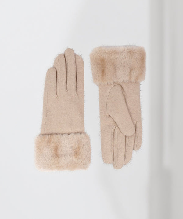 Marilyn - Honey Wool Gloves met ombre faux bontmoord