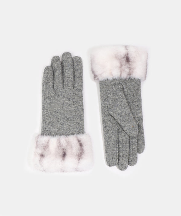 Marilyn - Guantes de lana con puños de piel sintética