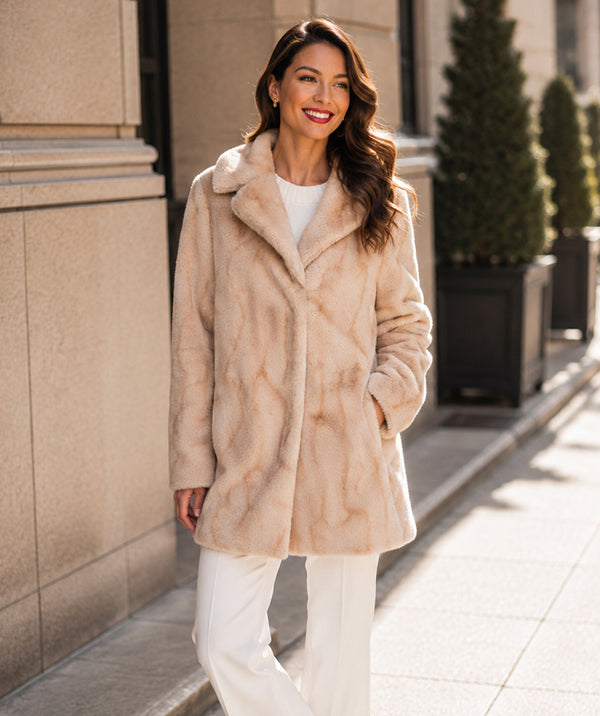 Marilyn - Manteau long en fausse fourrure