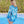 Mauritius - Blue Ocean Print Midi Length Cover Up with Embellished Jewels