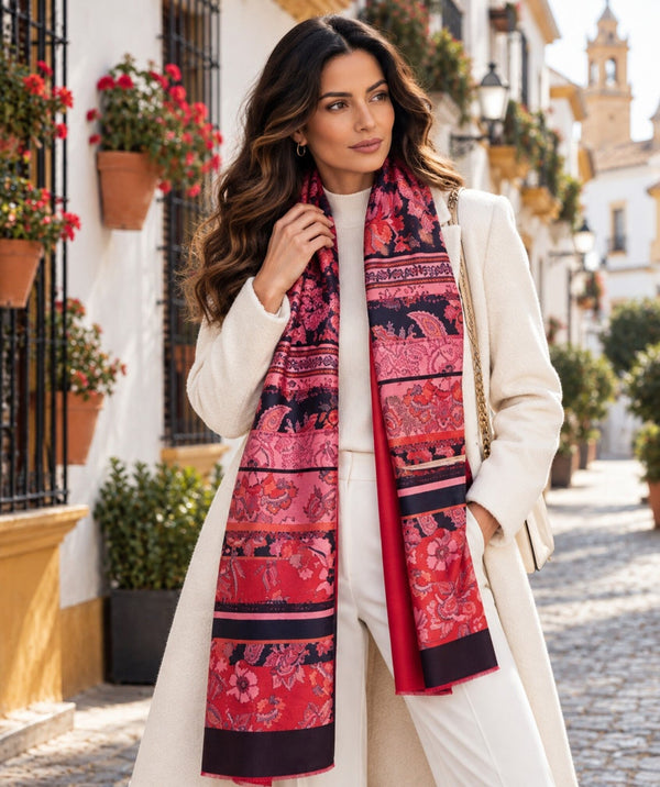 Mavis - Bufanda reversible con tacto de cachemira