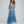 Blue Rainbow Striped Maxi Dress with Pom Pom Trimming