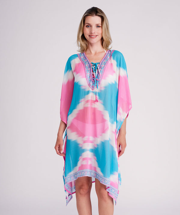 Miami - Turquoise Pink Diamond Beach Kaftan