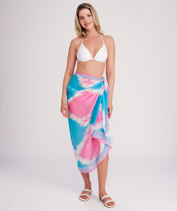 Miami - Sarongue de Praia Diamante Rosa Turquesa