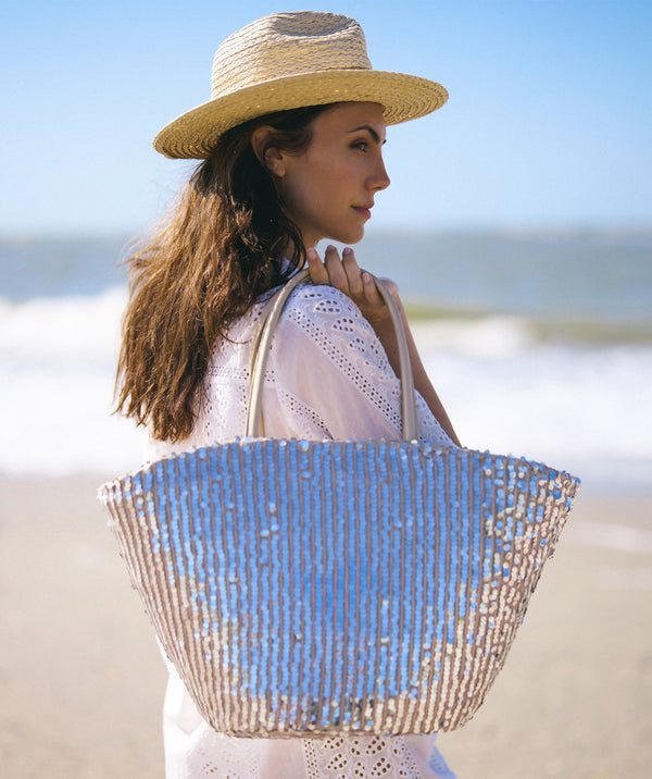 Miller - Silber Pailla Beach Bag mit Reißverschluss