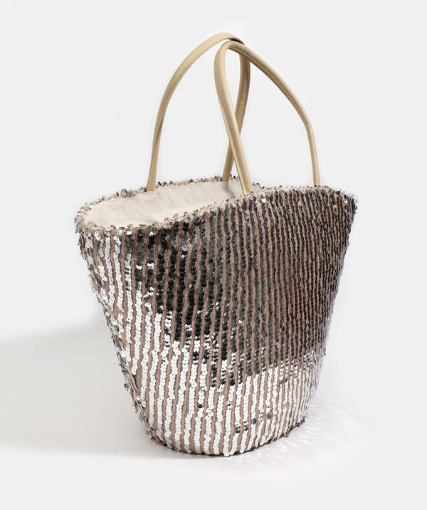 Miller - Silber Pailla Beach Bag mit Reißverschluss