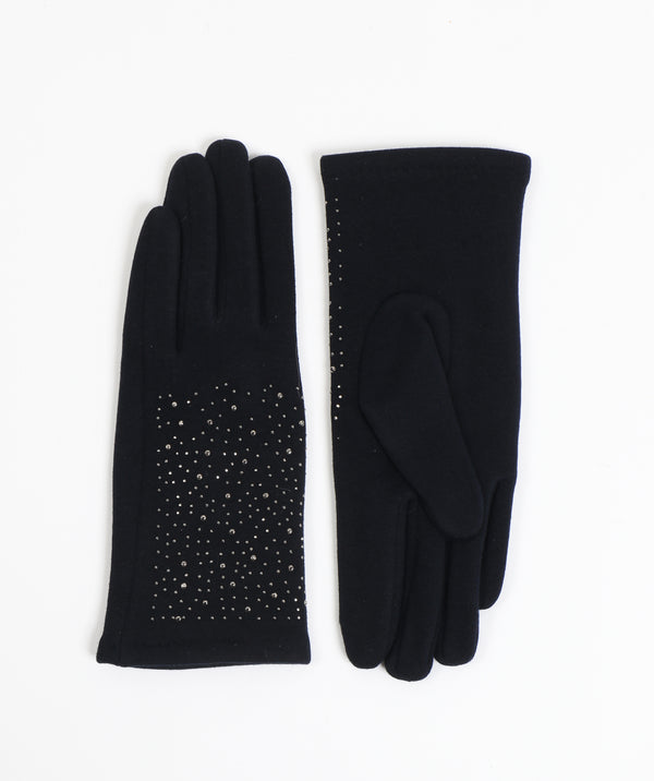 Miranda - Guantes de gamuza sintética con cristales de estrás