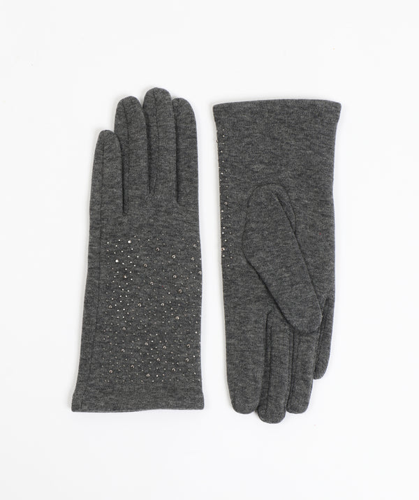 Miranda - Guantes de gamuza sintética con cristales de estrás