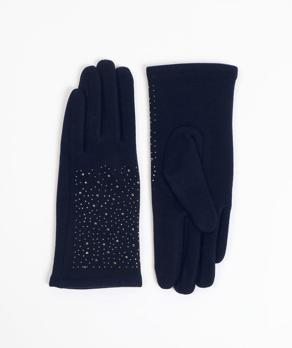 Miranda - Guantes de gamuza sintética con cristales de estrás