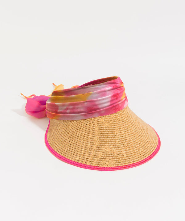 Natürliches Visier mit einer pinkfarbenen Chiffon-Krawatte