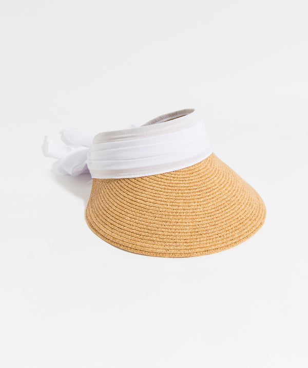 Misha - Visor de paille naturelle avec bande ornée diamante