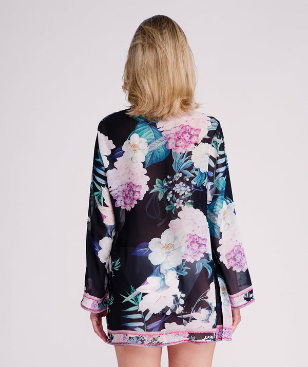 Modena - Dark Navy and Pink Beach Cover Up