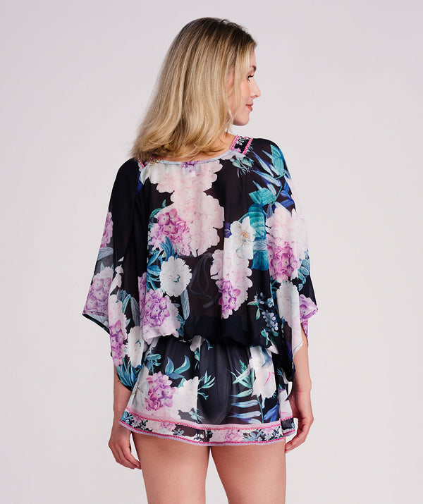 Modena  - Dark Navy and Pink Beach Tunic