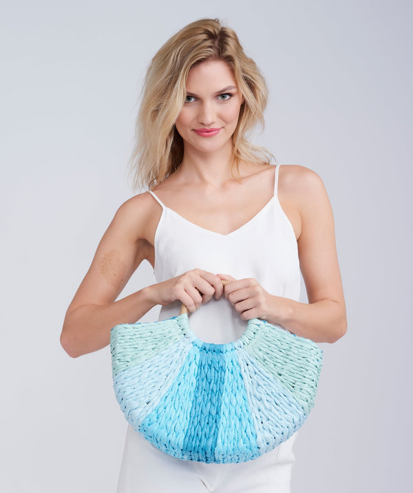 Monaco - Pale Turquoise Woven Straw Bag