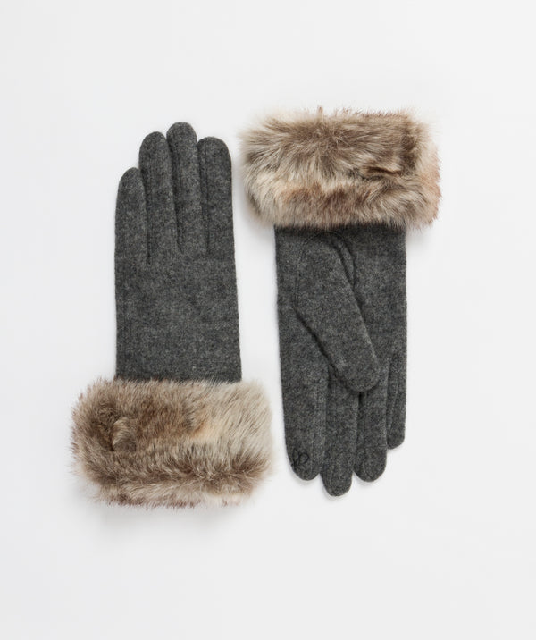 Monroe - Guantes de pantalla táctil de carbón con puños de piel sintética