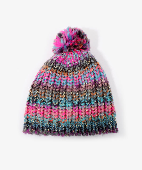 Pixie - Pale Turquoise Multicoloured Fleece Lined Hat