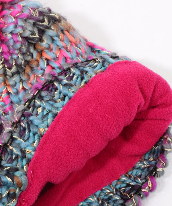 Pixie - Pale Turquoise Multicoloured Fleece Lined Hat