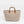 Tan/White Striped Tote Bag with Top Handles