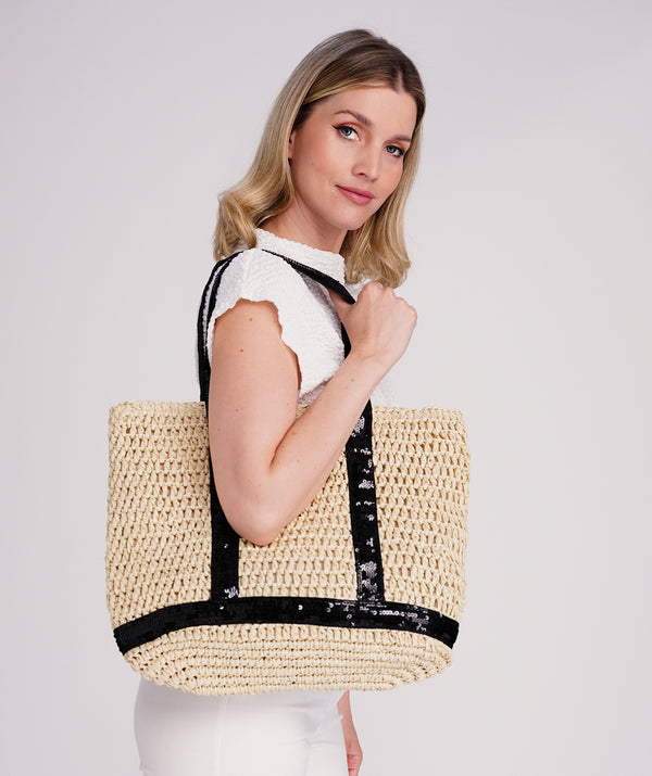 Octavia - Bolso de paja adornado con lentejuelas