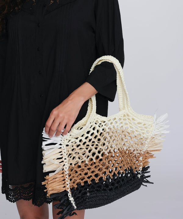 Sac tonal naturel avec poignées jumelles